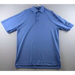 Footjoy Mens Medium Warwick Hills Light Blue Athletic Fit Geometric Golf Polo